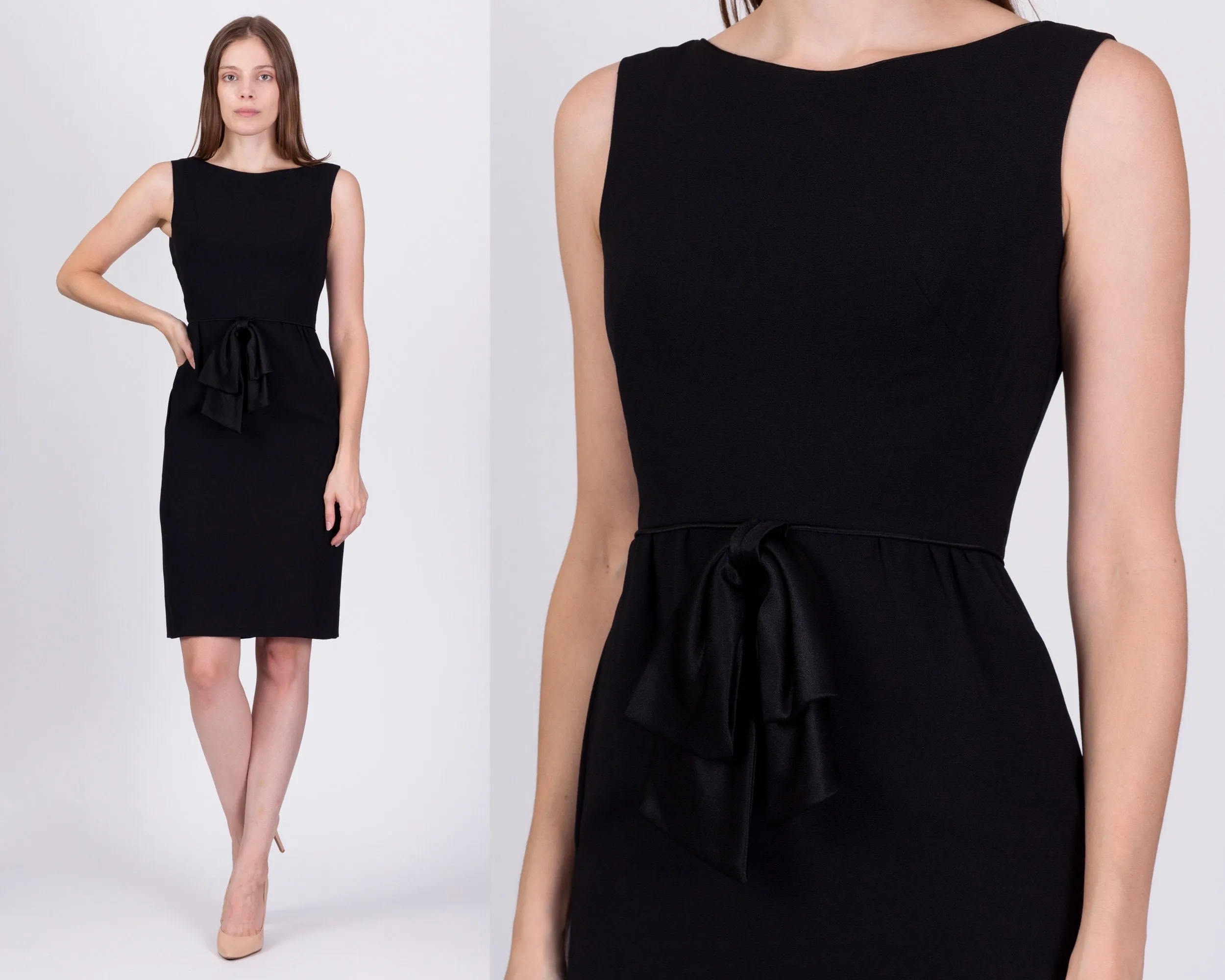 1960s Black Mini Sheath Cocktail Party Dress - Extra Small