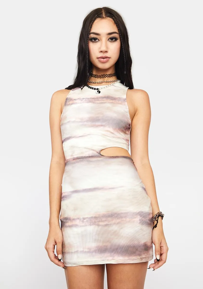 Abstract Animal Mesh Michel Bodycon Dress