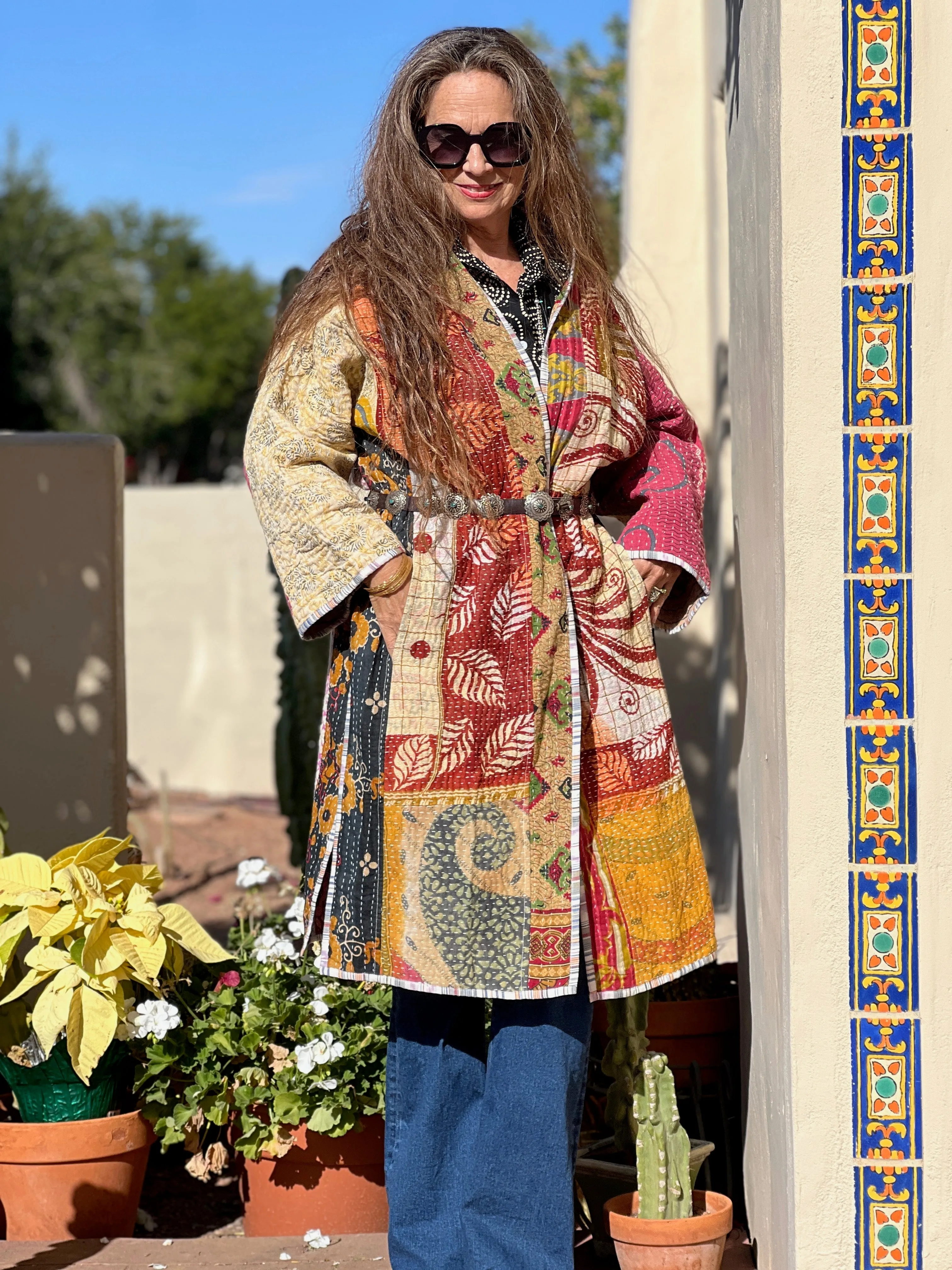 Aleja Cotton Vintage Quilted Kantha Coat ONE OF KIND