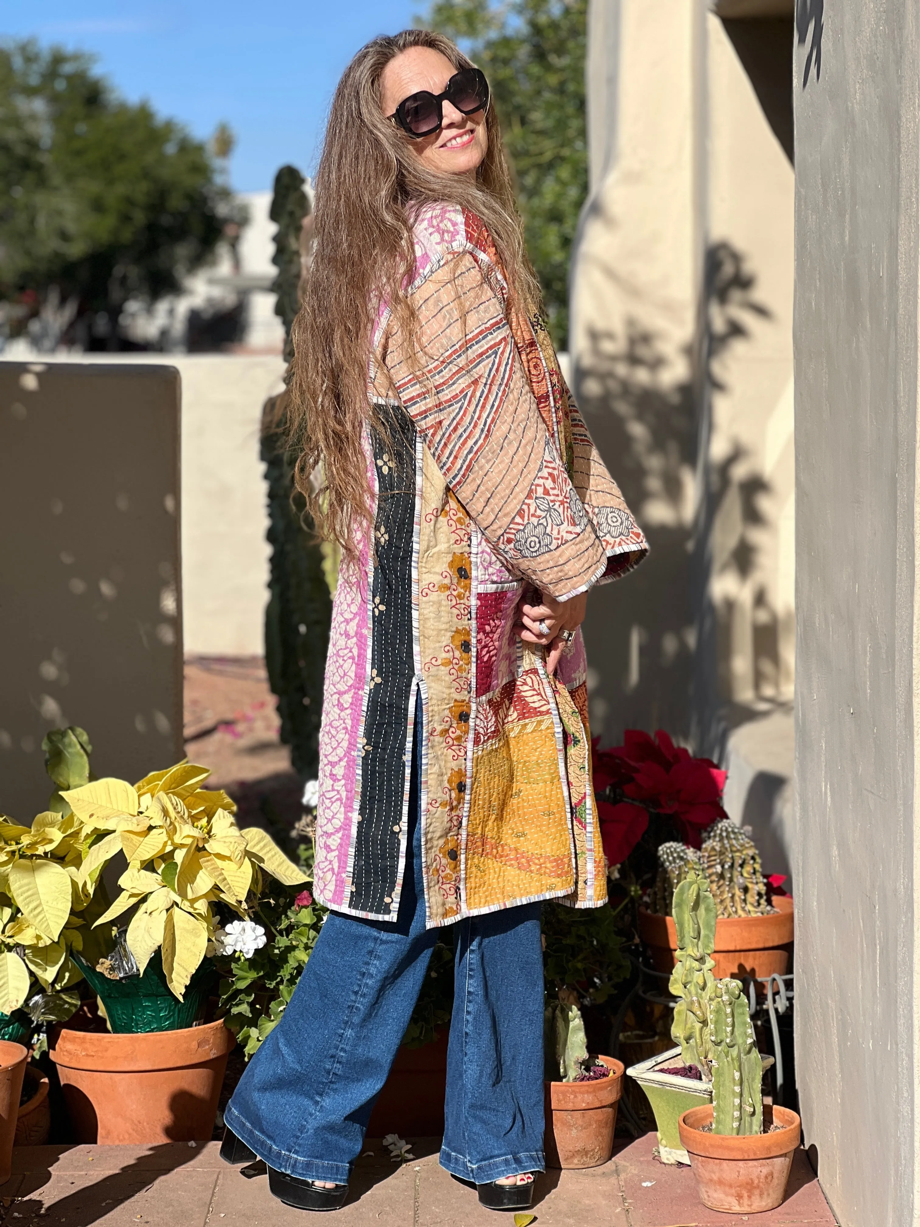 Aleja Cotton Vintage Quilted Kantha Coat ONE OF KIND