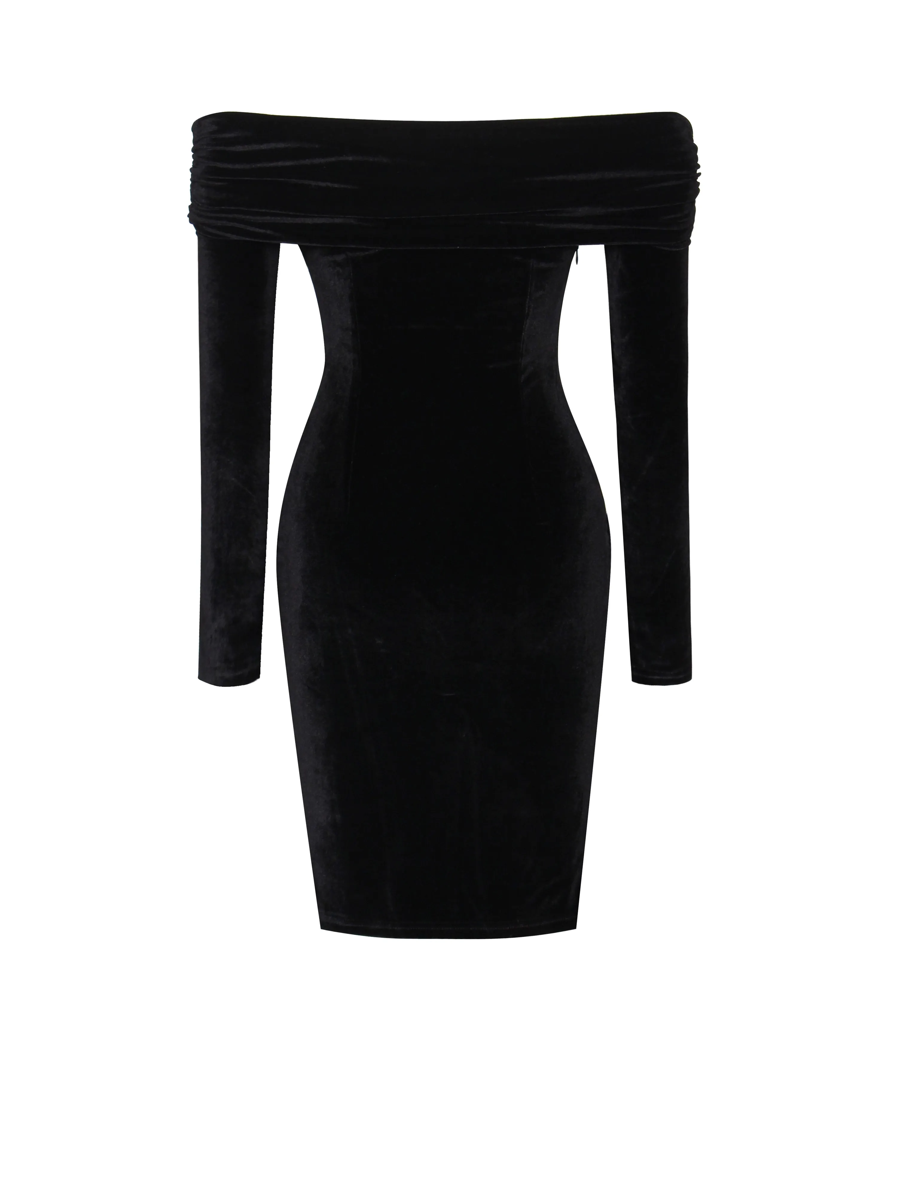 Ashton Off Shoulder Velvet Long Sleeve Bodycon Dress