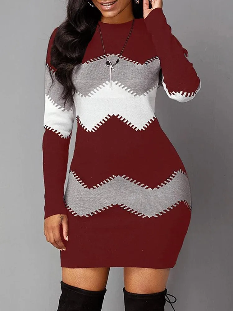 Autumn Elegance: Plus Size Elegant Knit Bodycon Dress for Women