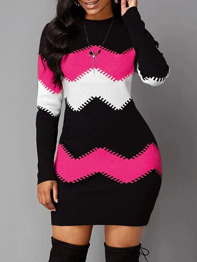 Autumn Elegance: Plus Size Elegant Knit Bodycon Dress for Women