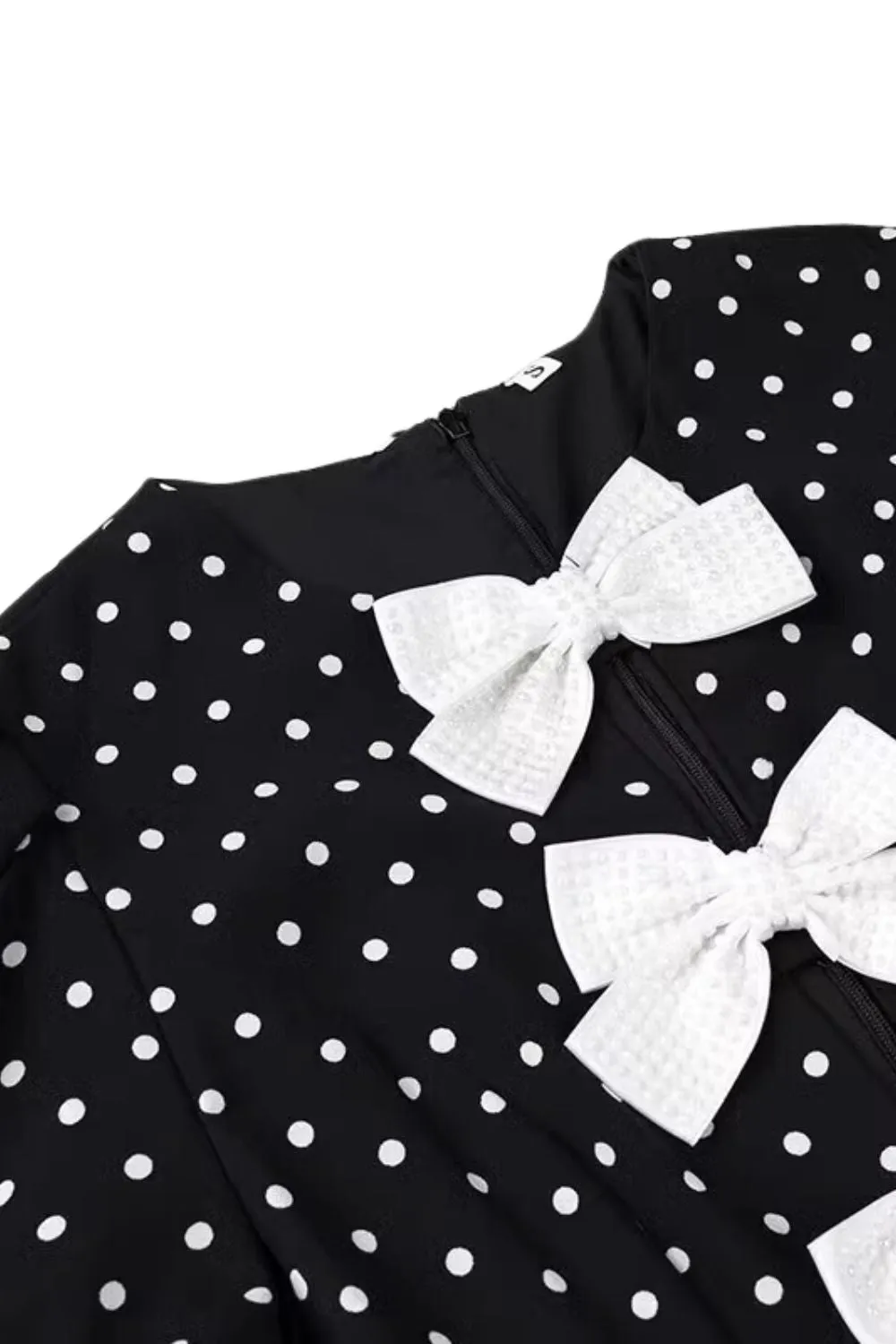 ’Ava‘ Bow-Accented Polka Dot Short-Sleeve Mini Dress