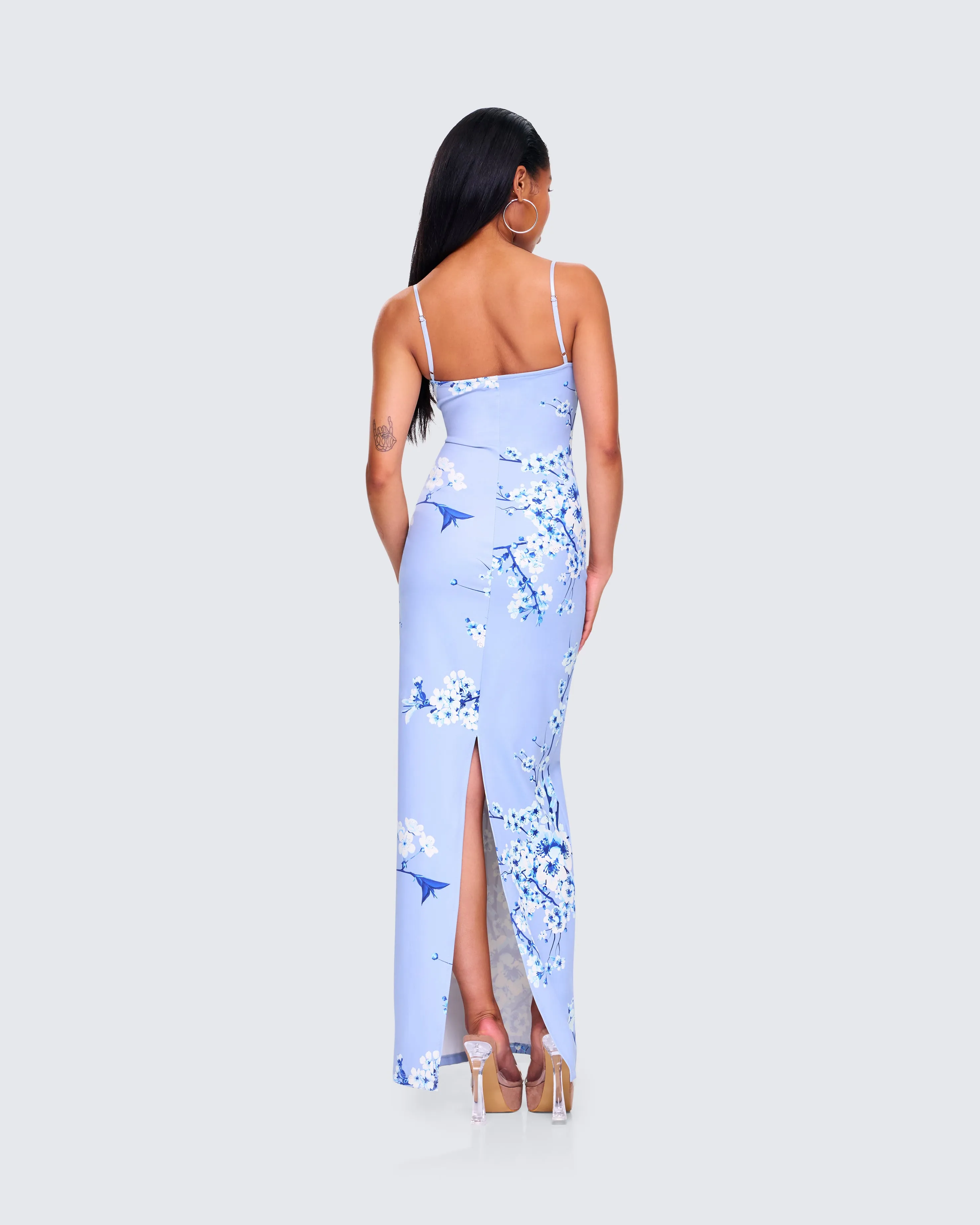 Azura Blue Floral Bodycon Maxi