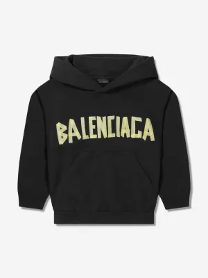 Balenciaga Kids Logo Hoodie in Black