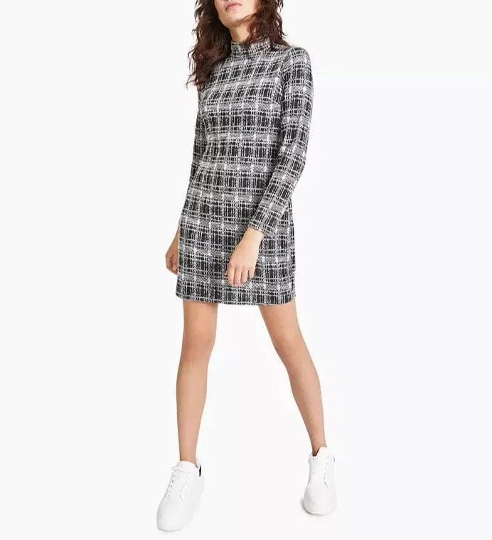 Bar III Plaid Mock-Neck Bodycon Dress