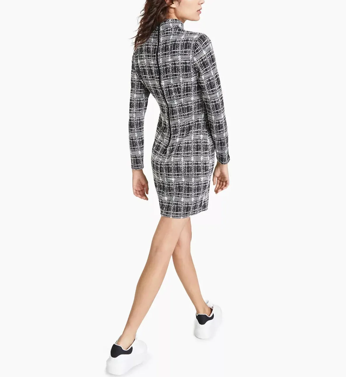 Bar III Plaid Mock-Neck Bodycon Dress