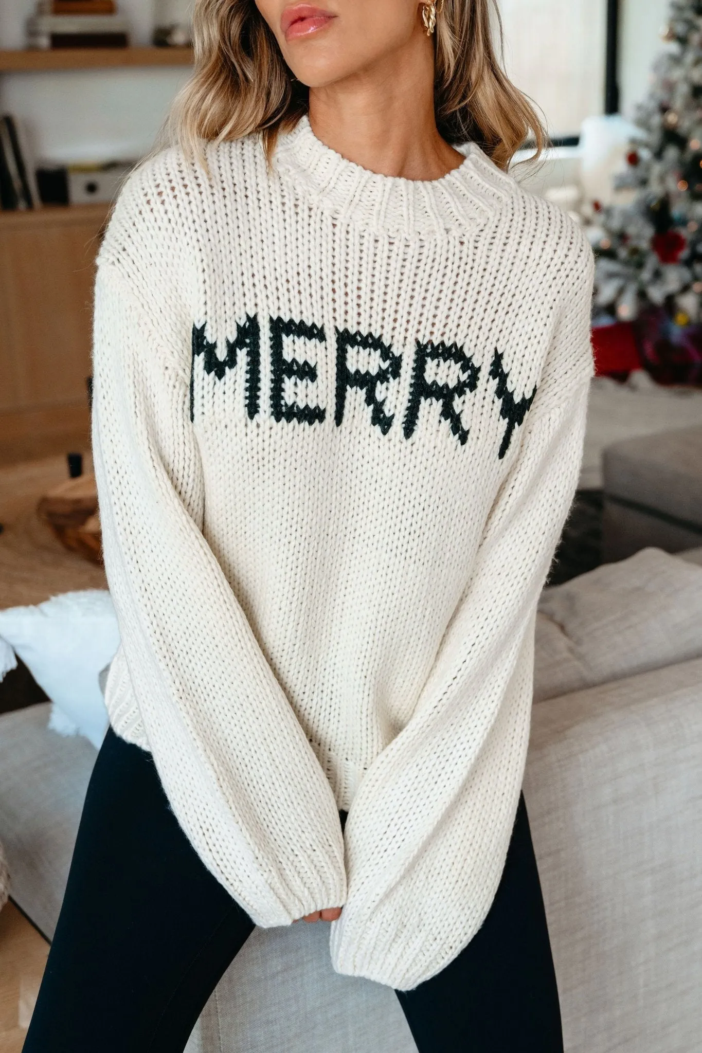 Be Merry Christmas Sweater - Cream