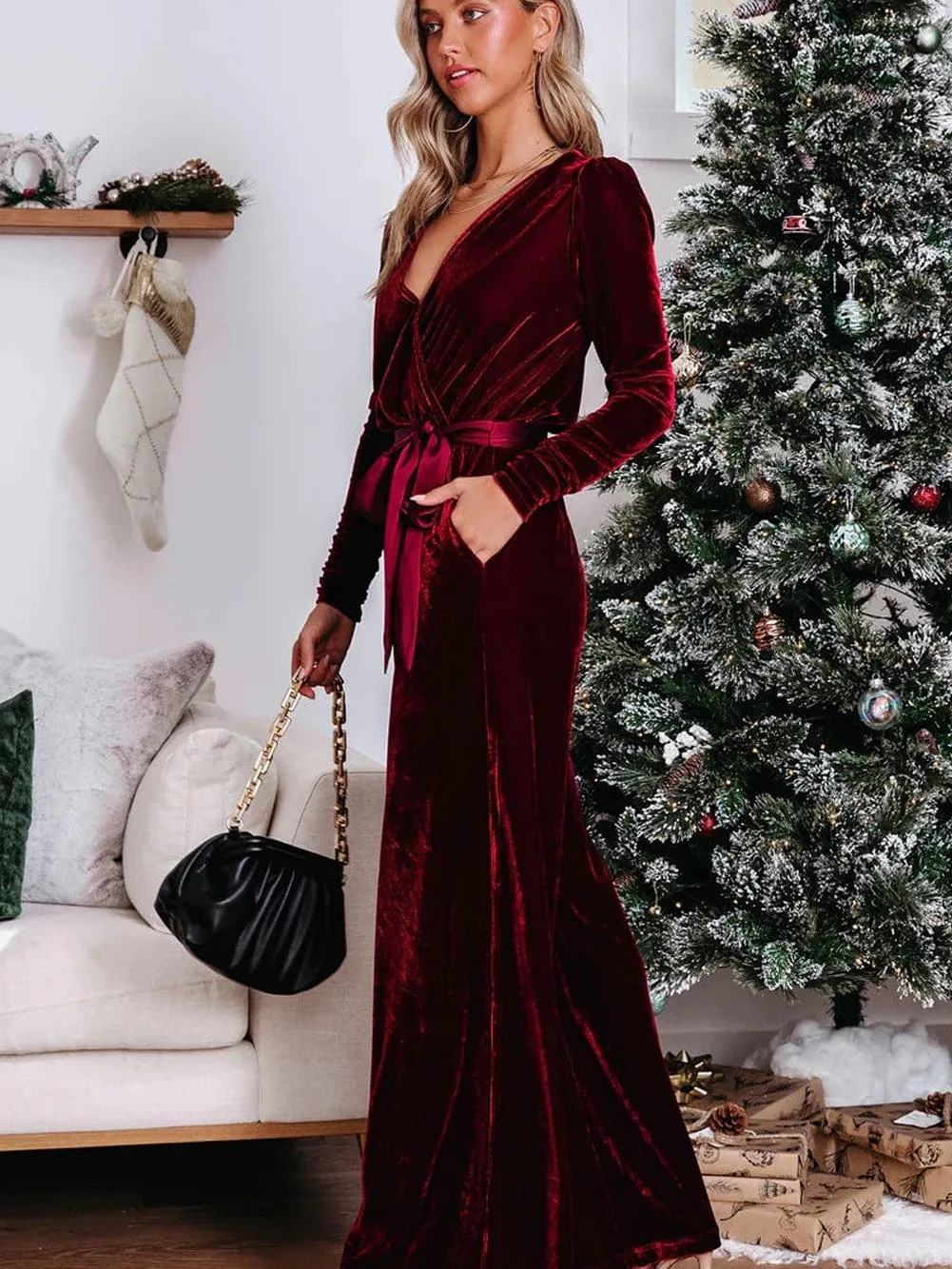 Belted Velvet Jumpsuit: Defined Silhouette