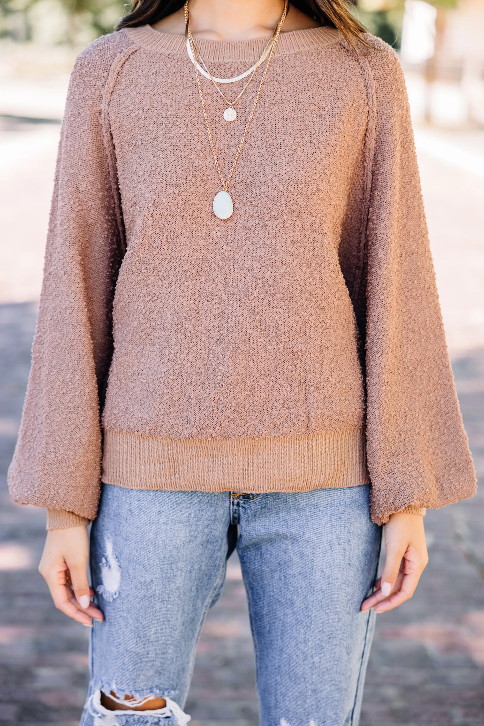 Better Than Basic Mocha Brown Textured Sweater