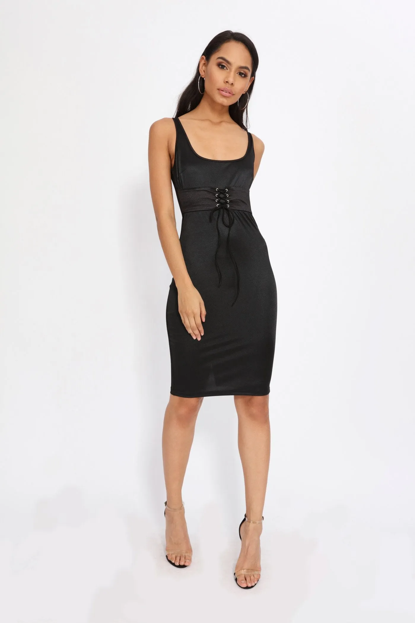 Black Corset Bodycon Midi Dress