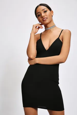 Black Plunge Bodycon Dress