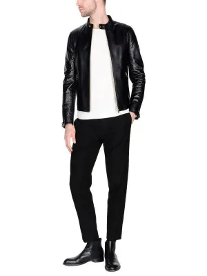 Black Shiny Leather Jacket for Men