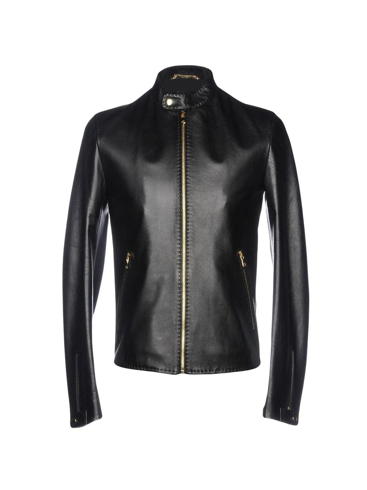 Black Shiny Leather Jacket for Men