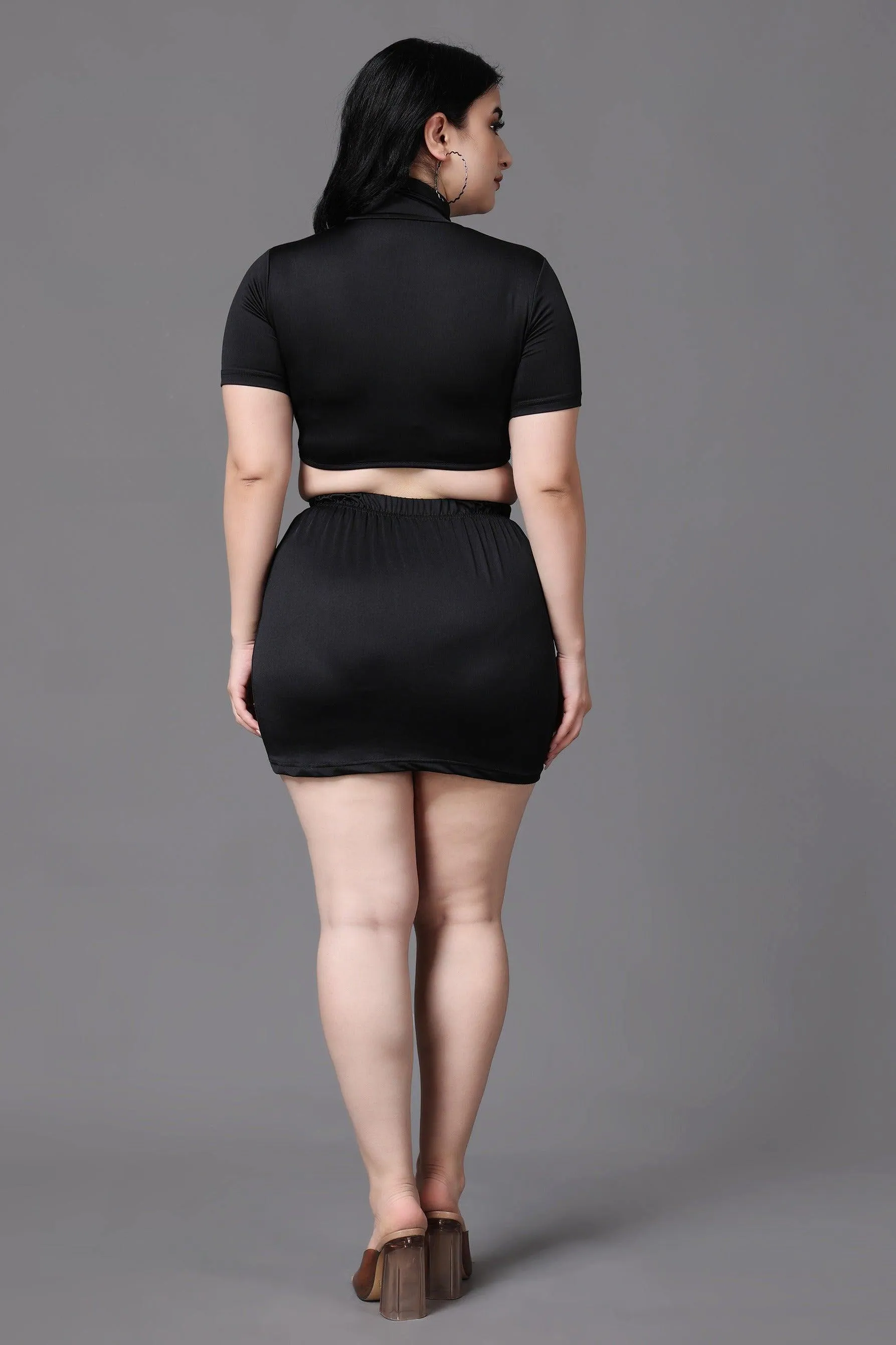 Black Solid Bodycon Cutout Dress