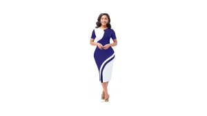 Blue Half Sleeves Bodycon Dress