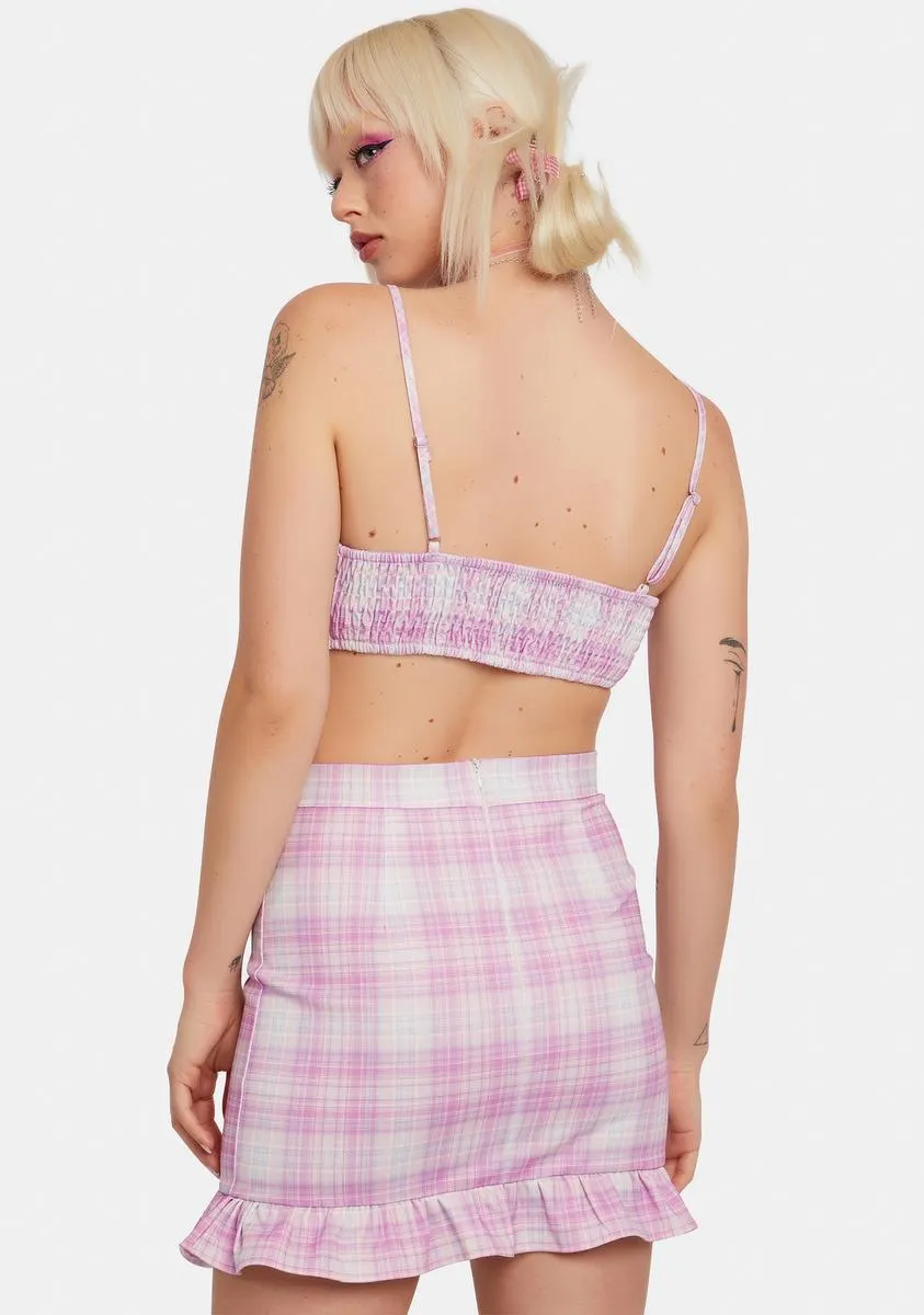 Blush Back 2 School Baddie Plaid Skirt Set