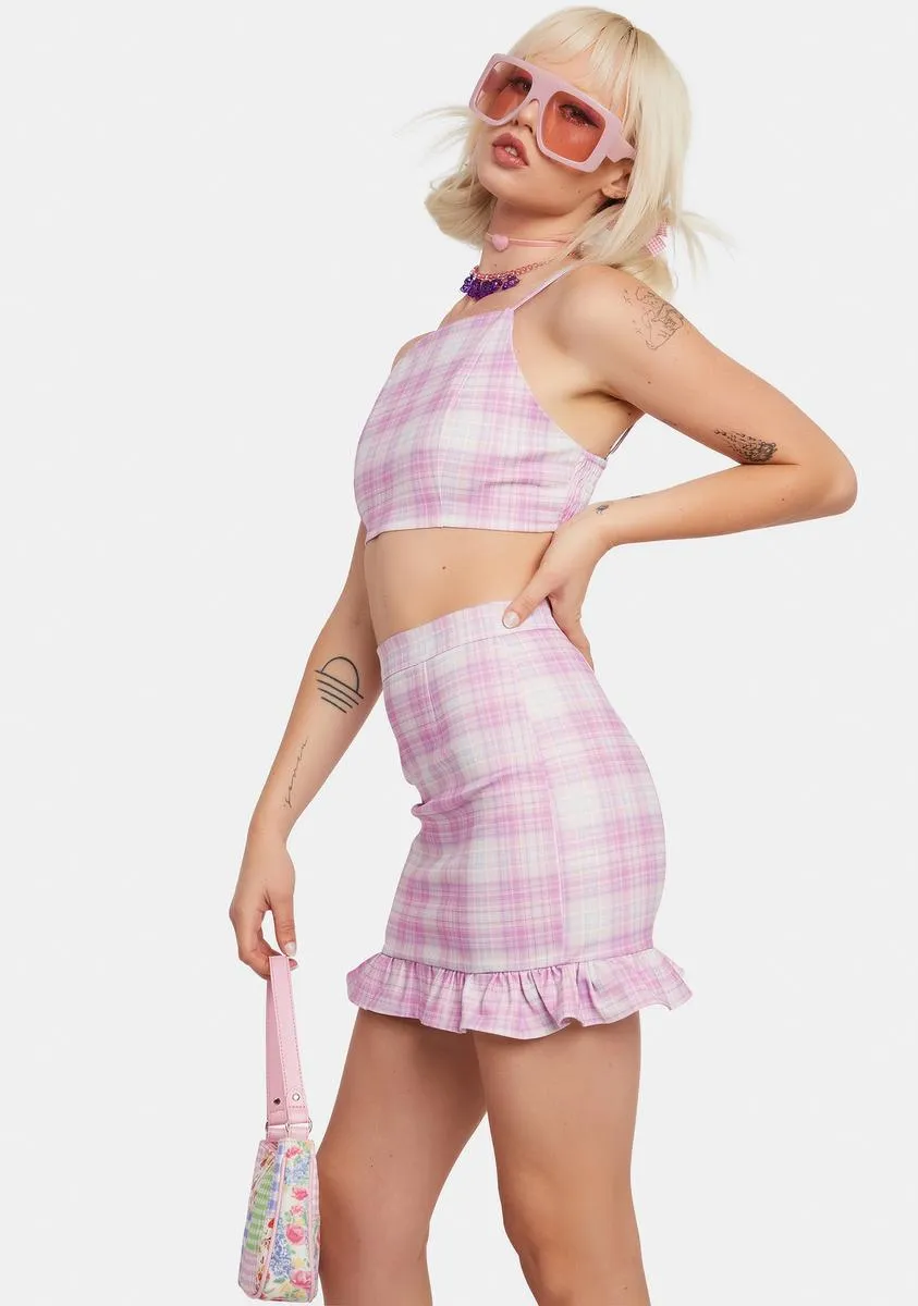 Blush Back 2 School Baddie Plaid Skirt Set