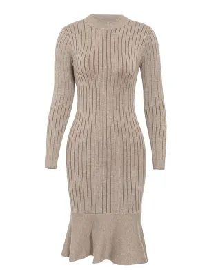 Bodycon Knitted Dress - Black/Beige