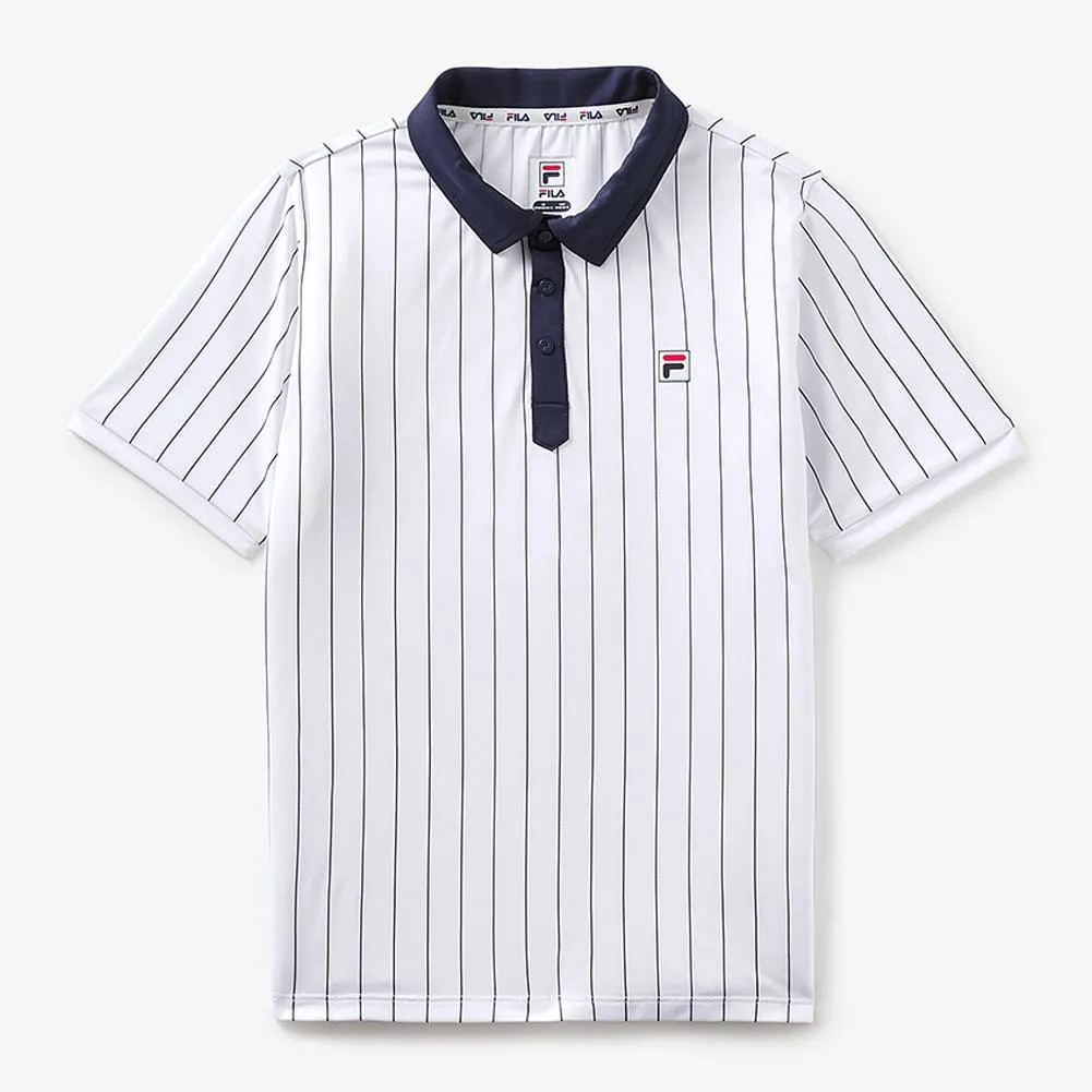 Boys Performance Iconic BB1 Tennis Polo White and Fila Navy