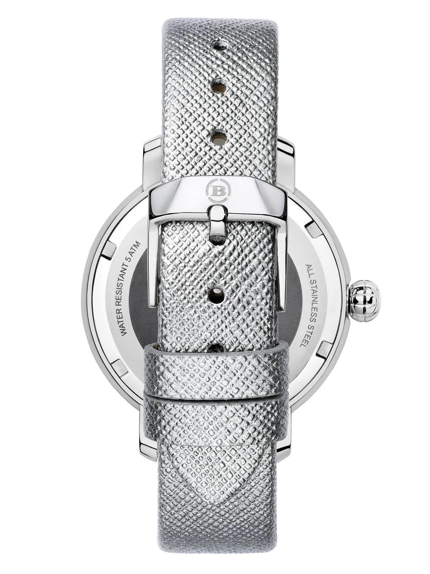 Brera Orologi "Valentina Modern" BRVAMO3801 Silver Dial, Silver Case, Silver Leather Strap - 38mm watch