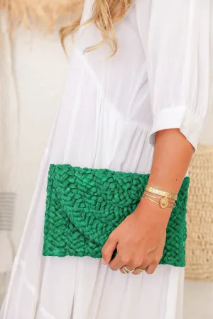 Cabana Raffia Clutch - Green