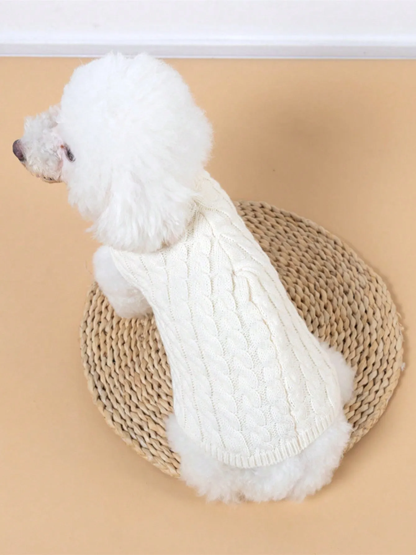 Cable knit sweater|1pc Knitted Cable Sweater For Pets, Solid Color