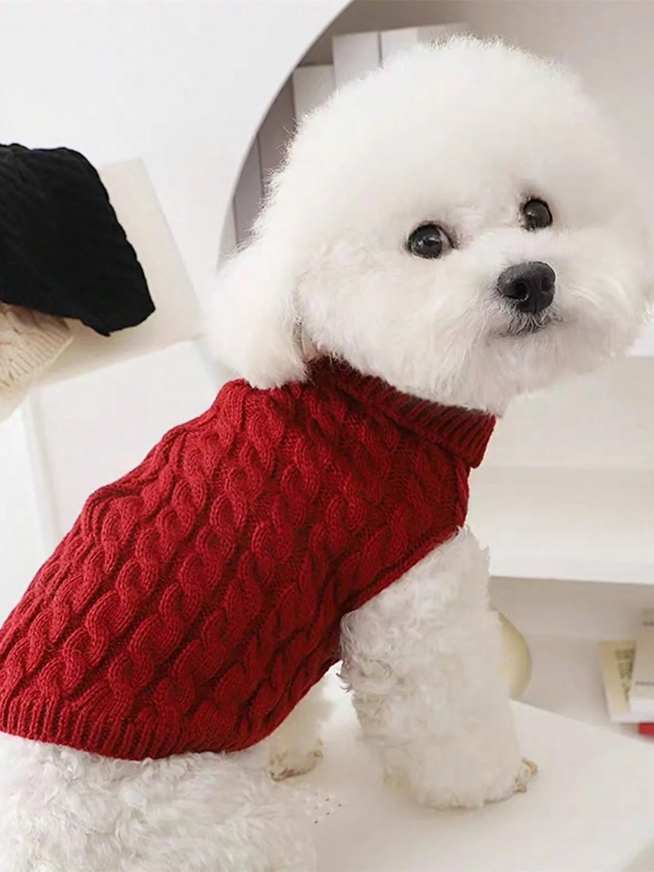 Cable knit sweater|1pc Knitted Cable Sweater For Pets, Solid Color