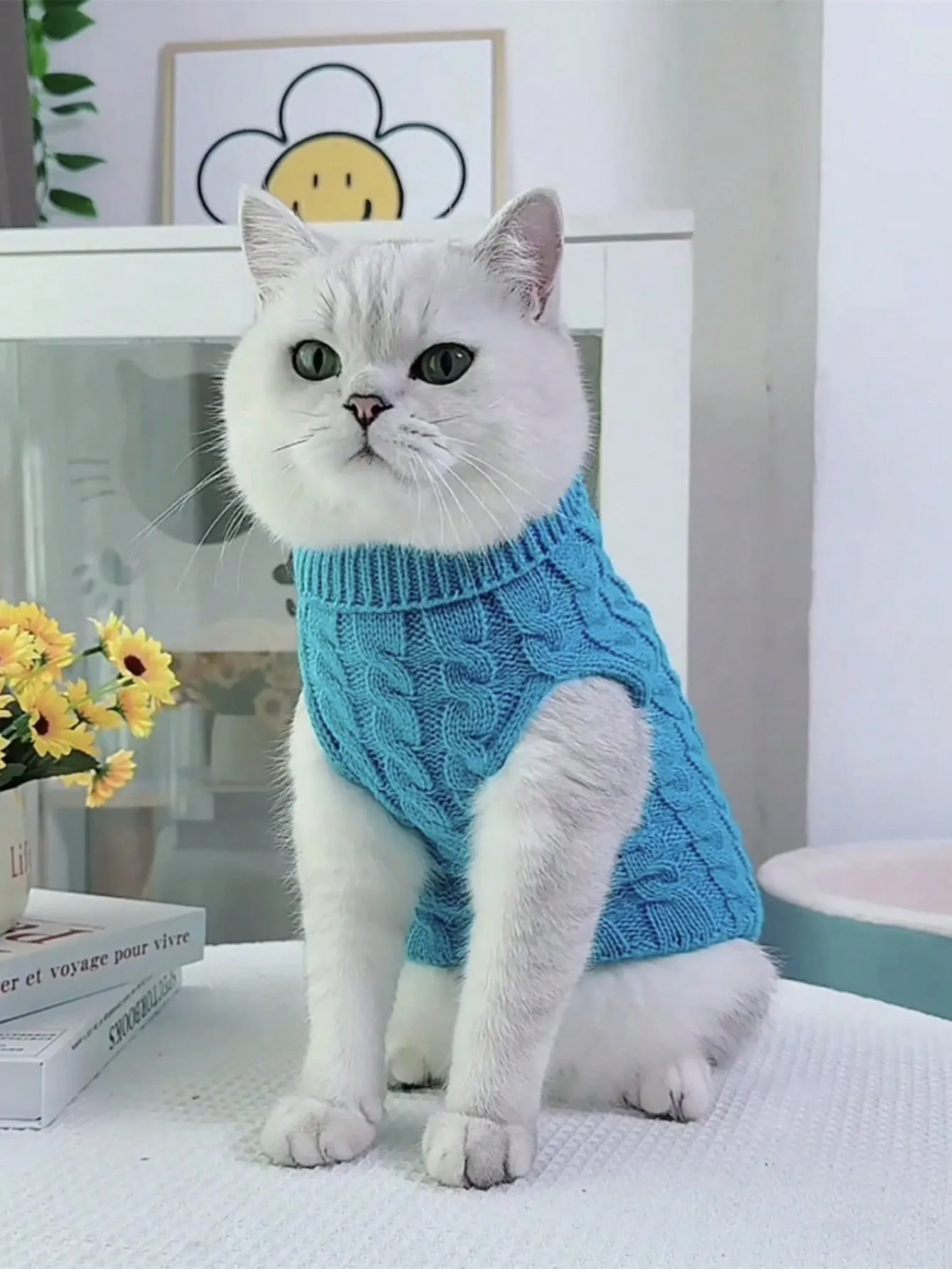 Cable knit sweater|1pc Knitted Cable Sweater For Pets, Solid Color