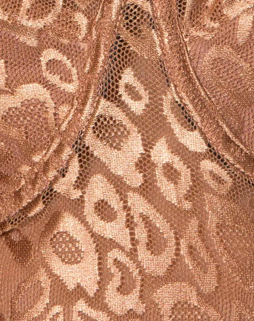 Calani Bodice in Leopard Sheen Net Caramel