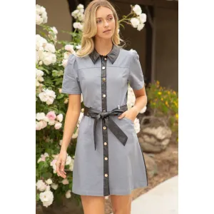 Cameron Canvas and Leather Mini Shirt VOY Dress