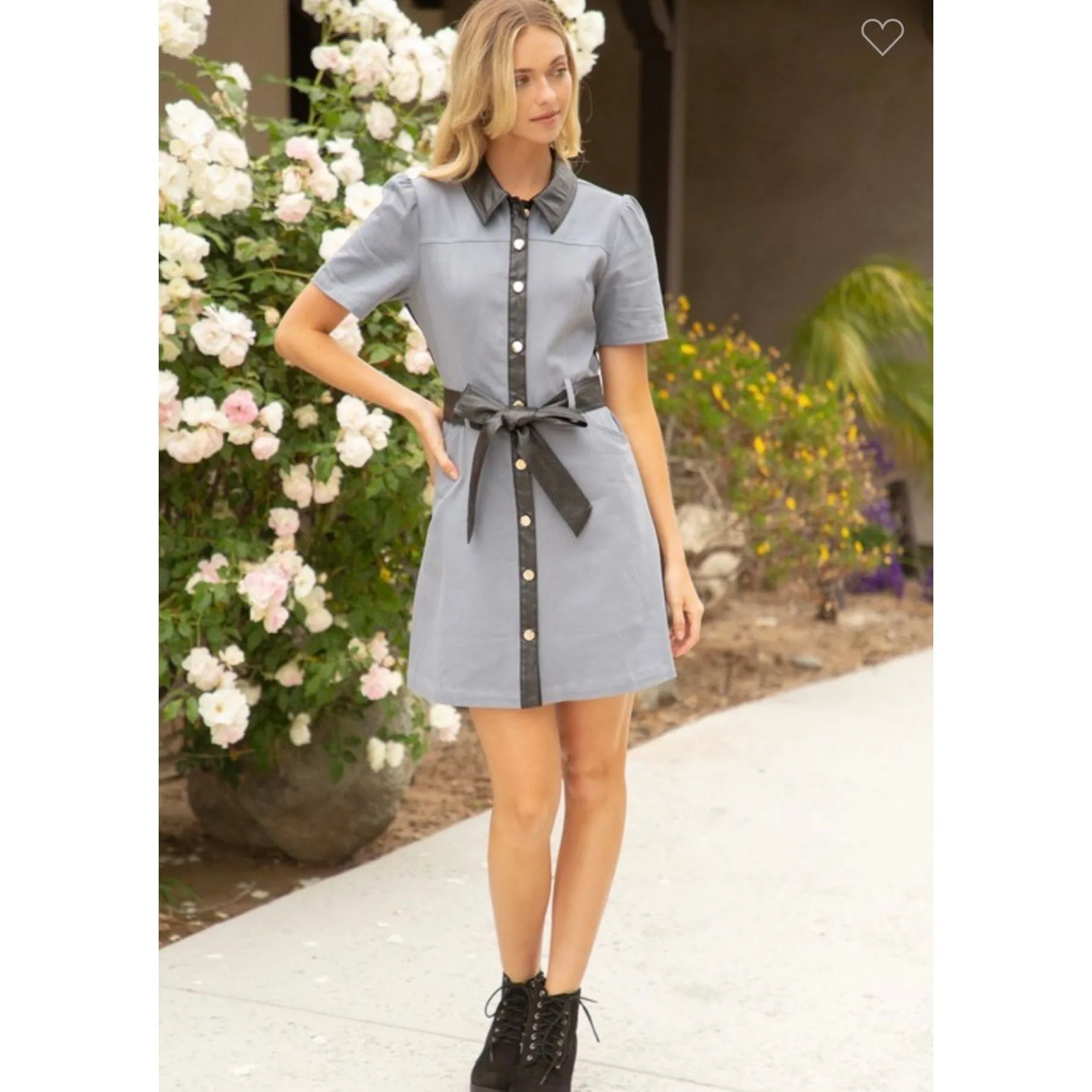 Cameron Canvas and Leather Mini Shirt VOY Dress