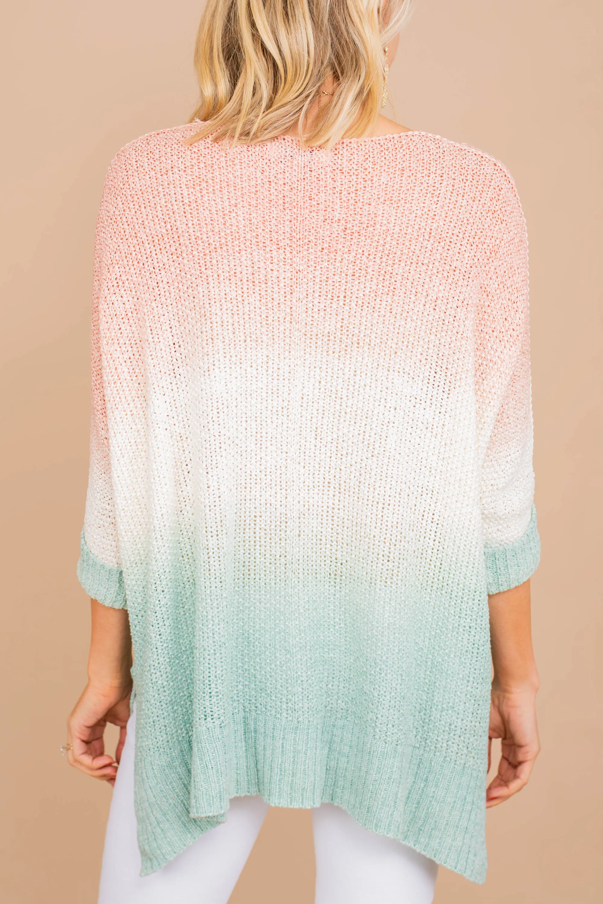 Can't Go On Without You Peach Pink Ombre Sweater