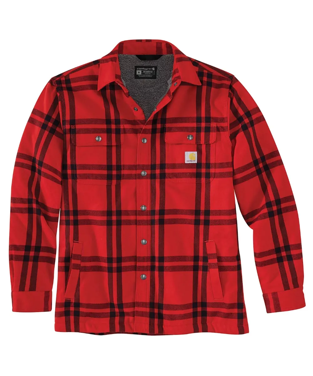 Carhartt Men's Sherpa-Lined Flannel Shirt Jacket - Crabapple