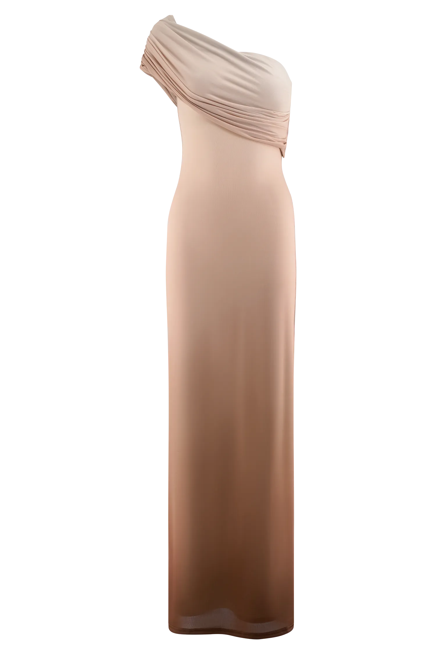 Cassandra Off Shoulder Slinky Maxi Dress - Neutral Ombre