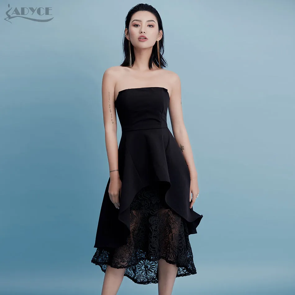 Chic Lace Strapless Midi Casual Dress