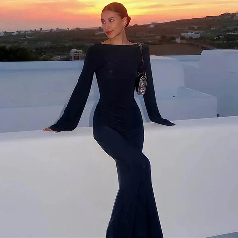 Chic Women Sexy Backless Long Dress Sun Protection Bodycon