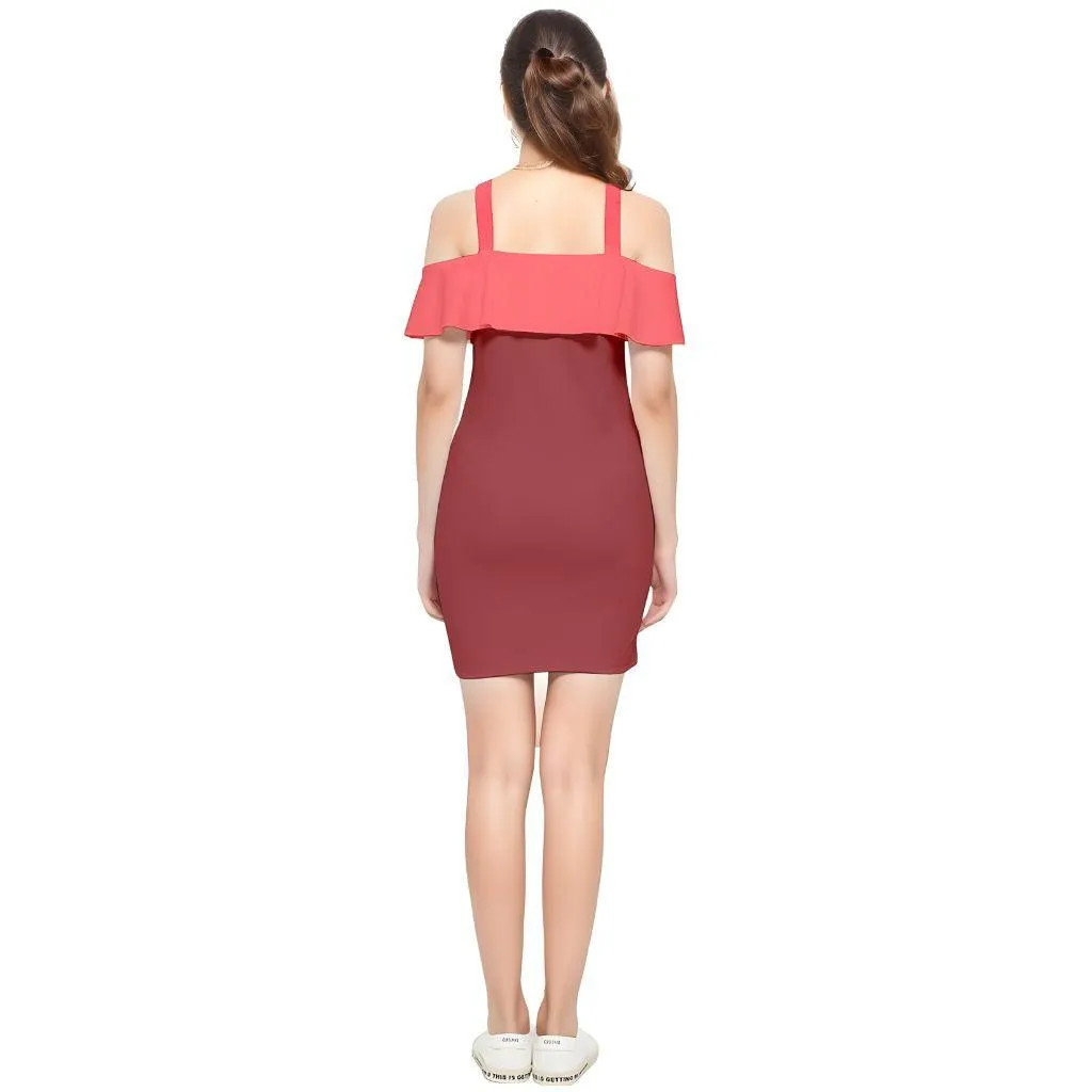 Citra Color Block Reversible Strap Off Shoulder Bodycon Dress