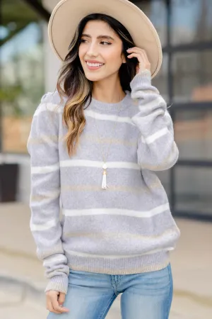 Classic Pop Gray Striped Sweater