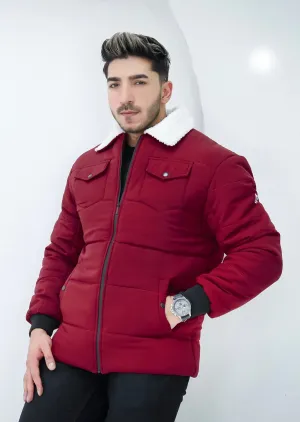 Classic Sherpa Collar Jacket - Maroon