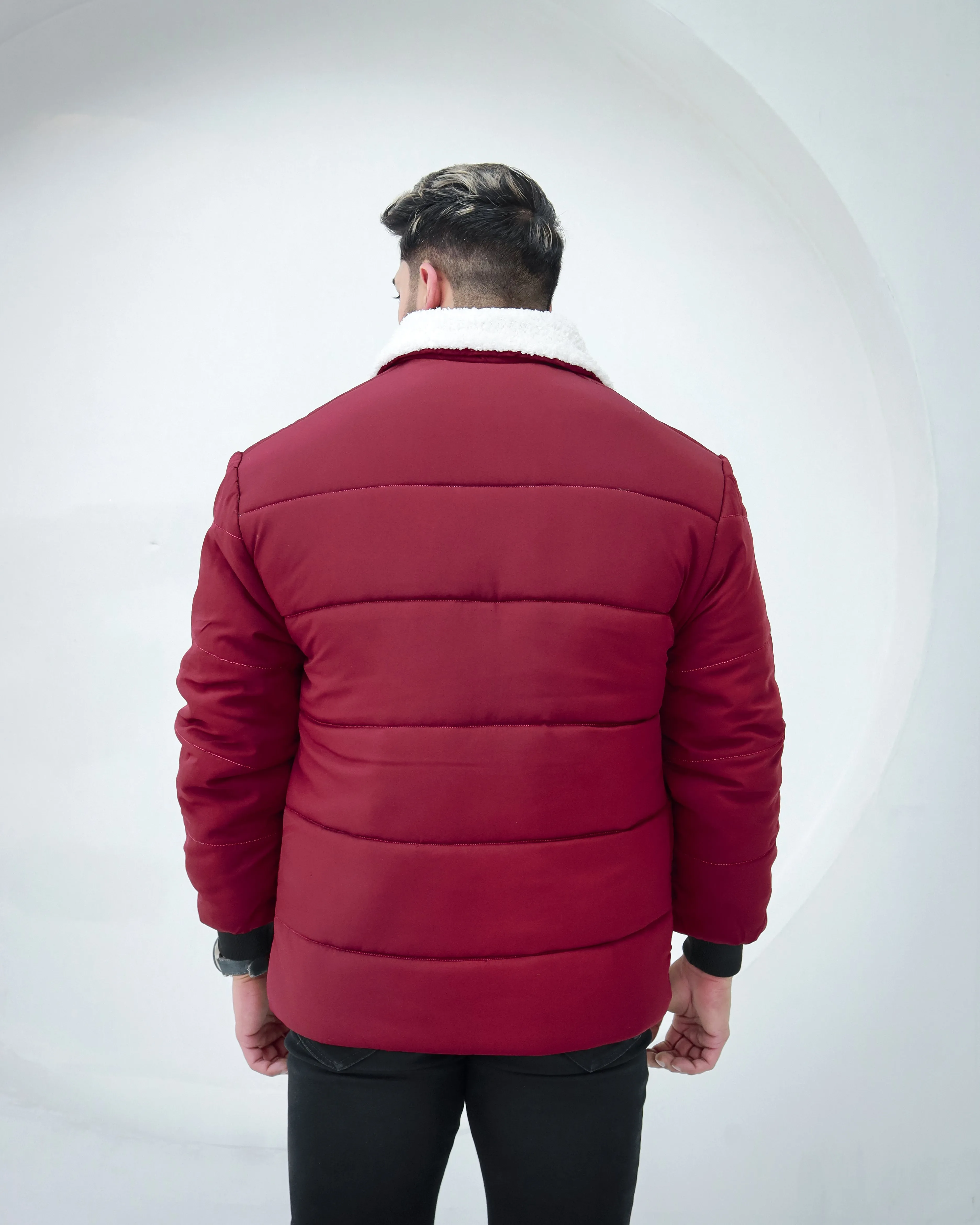 Classic Sherpa Collar Jacket - Maroon