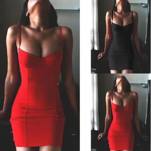 Clearance Spaghetti Strap Bodycon Sheath V-neck Backless Sexy Dress