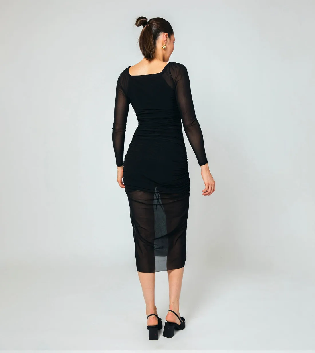 Cleobella Chantal Mesh Midi Dress in Black