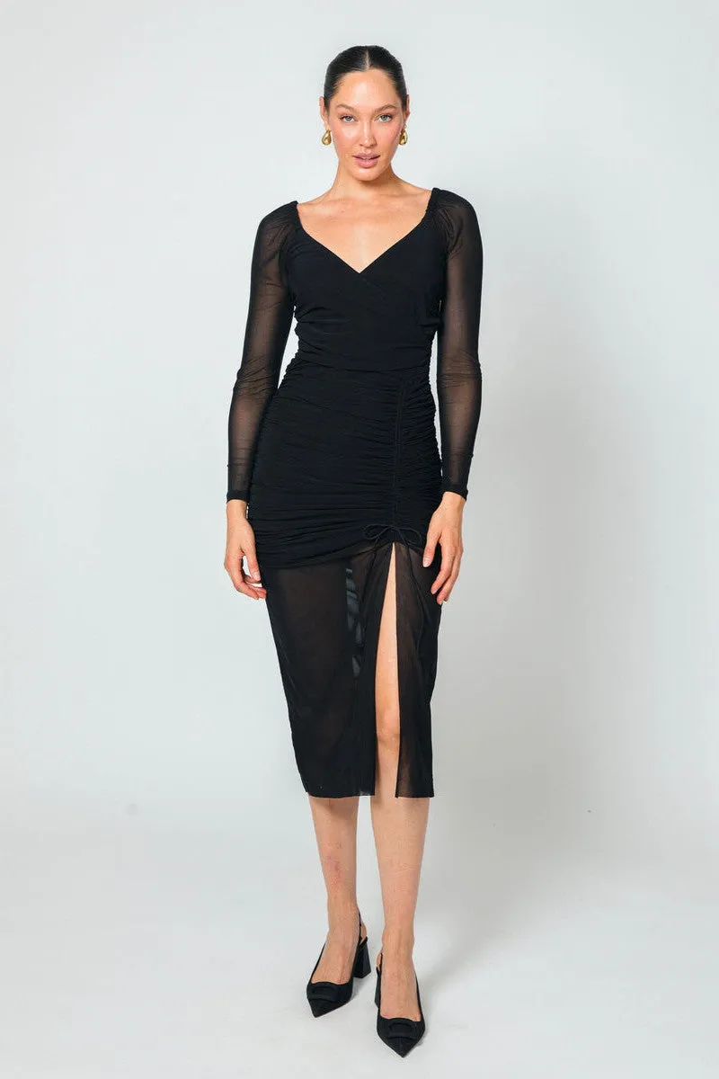 Cleobella Chantal Mesh Midi Dress in Black