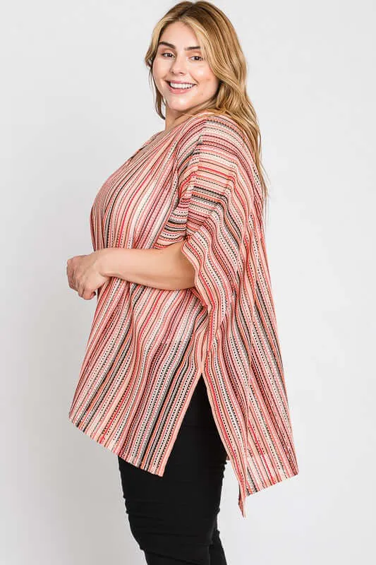 Colorful Oversized Strip Poncho