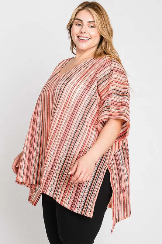 Colorful Oversized Strip Poncho