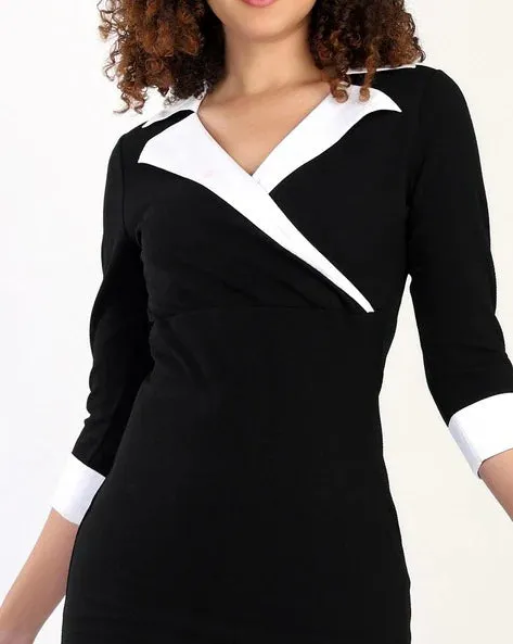 Contrast Collar Bodycon Dress