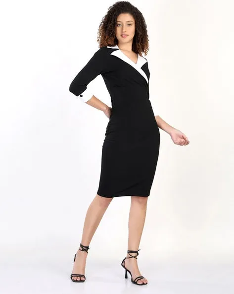 Contrast Collar Bodycon Dress