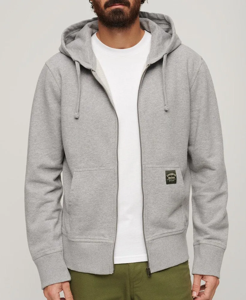 Contrast Stitch Relax Zip Hood | Washed College Grey